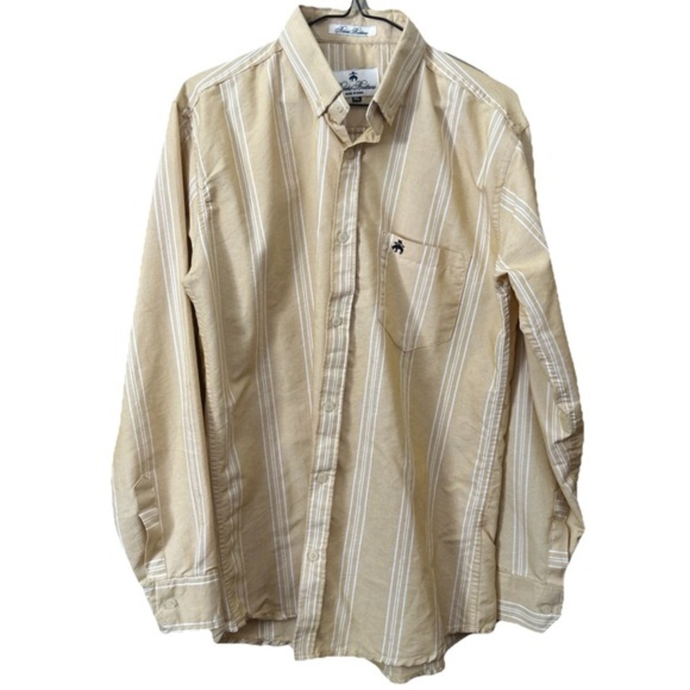 BROOKS BROTHERS Men's XL Long Sleeve Button Shirt Yellow Candy/Pencil Striped - Picture 2 of 7